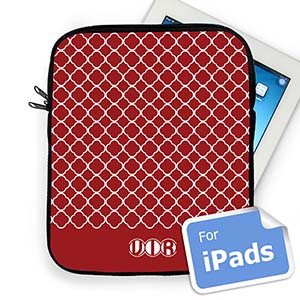 Iniciales personalizadas Manga de Ipad de papel cuadriculado rojo