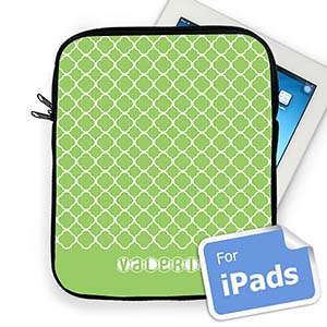 Nombre personalizado Quatrefoil color lima Ipad Manga