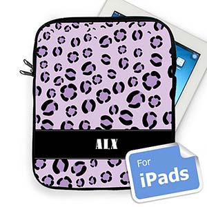 Iniciales personalizadas Patrón de Leopardo Púrpura manga del Ipad