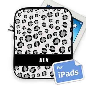 Iniciales personalizadas Manga de iPad con diseño de leopardo negro