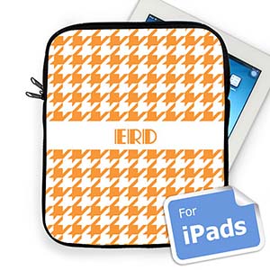 Iniciales personalizadas patrón pata de gallo color naranaja Ipad Manga 