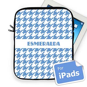 Nombre personalizado patrón de pata de gallo de color Azul Celeste Azul Celeste Manga de Ipad 