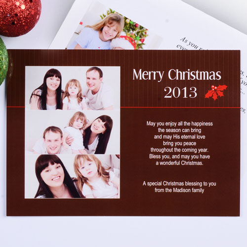 Tarjeta personalizada con collage de 3 fotografías diseño 