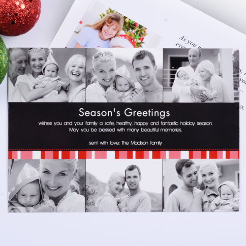 Tarjeta personalizada con collage de 6 fotografías diseño 