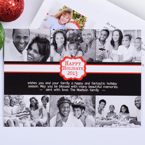 Tarjeta personalizada vertical con collage de 6 fotografías diseño 