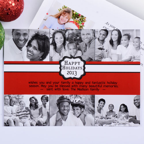 Tarjeta personalizada con collage de 6 fotografías diseño 