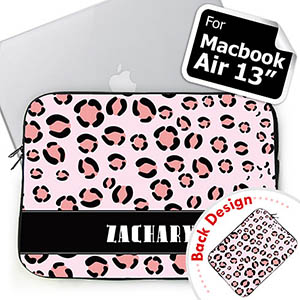 Manga Rosa con Iniciales personalizados de 2 caras Patrón de Leopardo Macbook Air 13