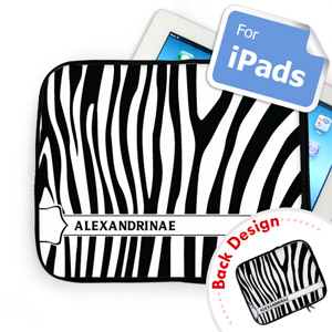 Manga para iPad con patrón de cebra frontal y posterior personalizado