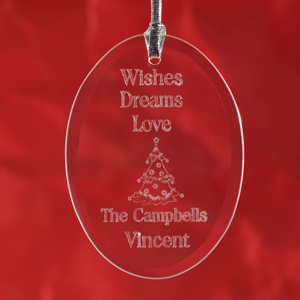 Personalized Laser Etched Wishes Dreams Love Glass Ornament