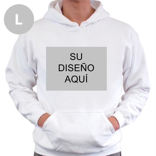 Sudadera personalizada sin cremallera. Color blanco. Tamaño: Grande