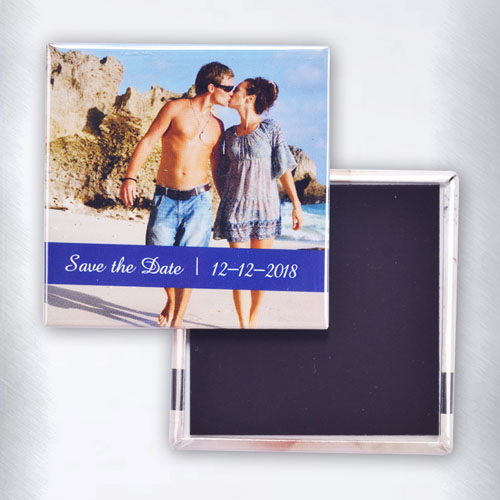  Personalizado Fotografía azul Cuadro de texto Fotografía cuadrada Imán