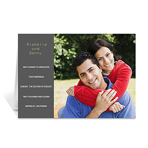Tarjeta personalizadas de Boda con fotografía en color Gris Doblado Moderno 5x7