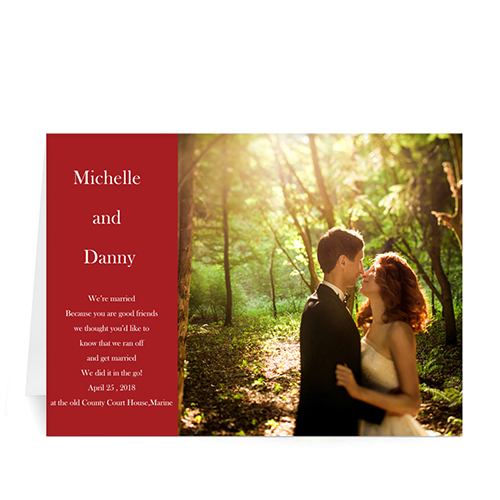 Tarjeta personalizadas de Boda con fotografía en color Gris Doblado Moderno 5x7